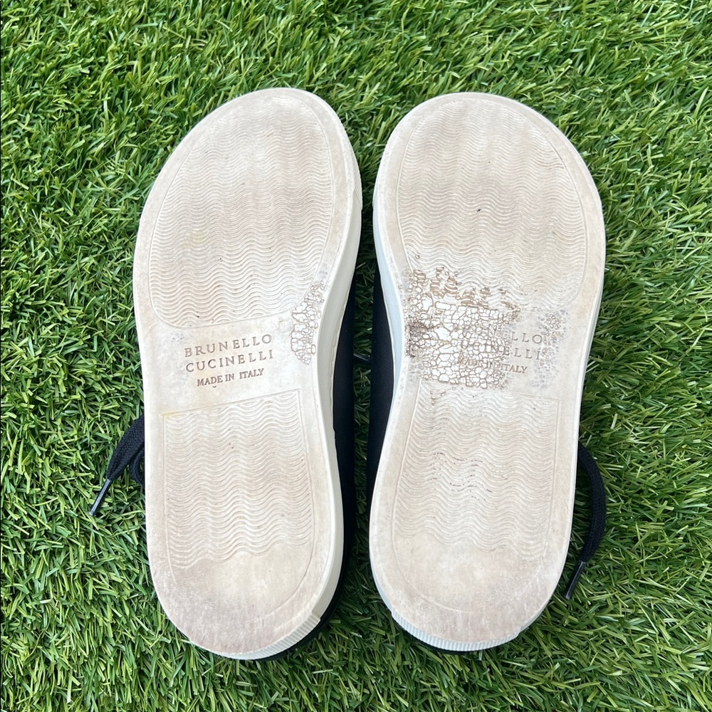 Brunello Cucinelli Black and White Sneakers with Monilli accent - Picture 10 of 11